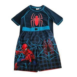 MARVEL SPIDER-MAN BLUE SWIM Trunks Shirt Med 8/10